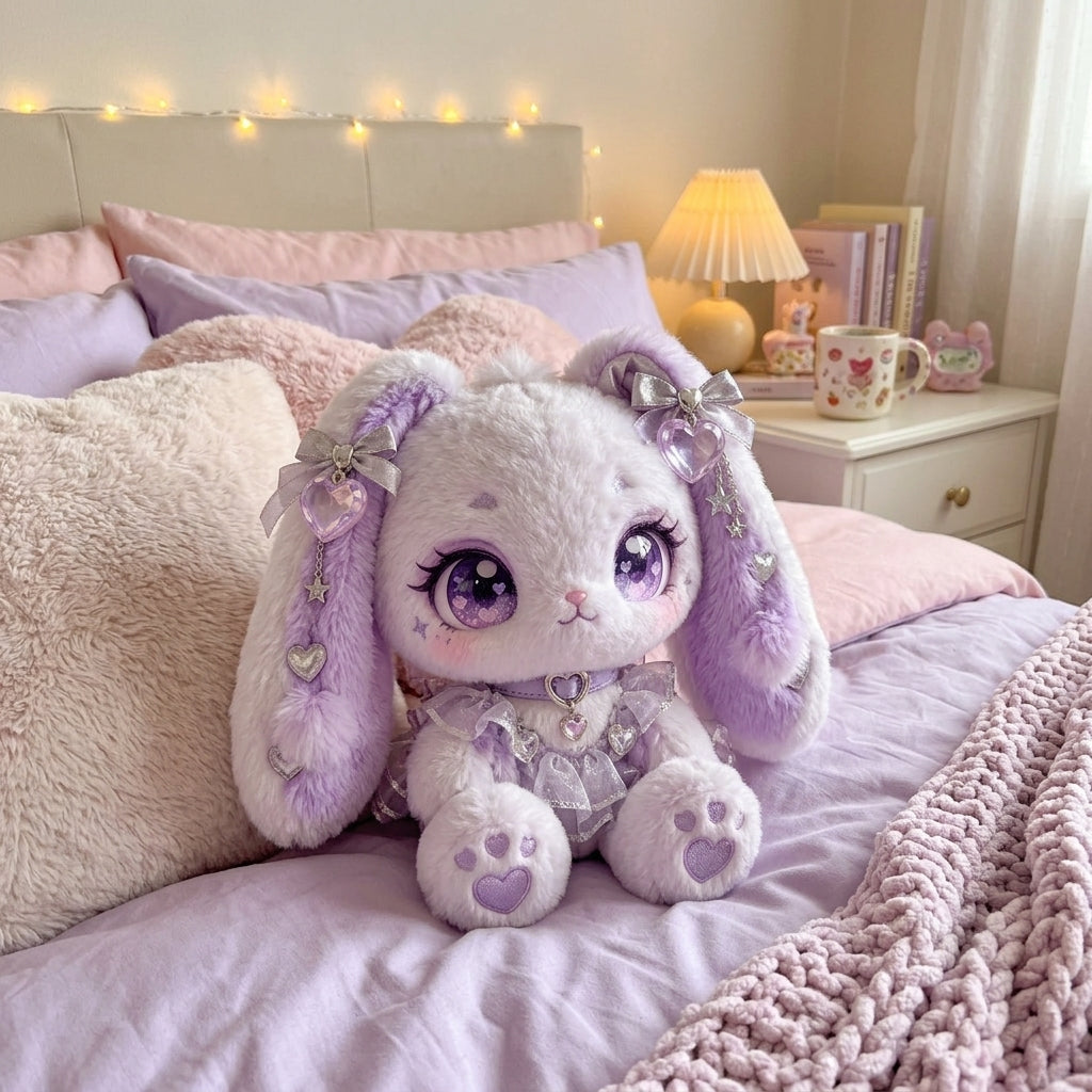 Lavender Crystal Heart Bunny Plush Doll — detail view 2