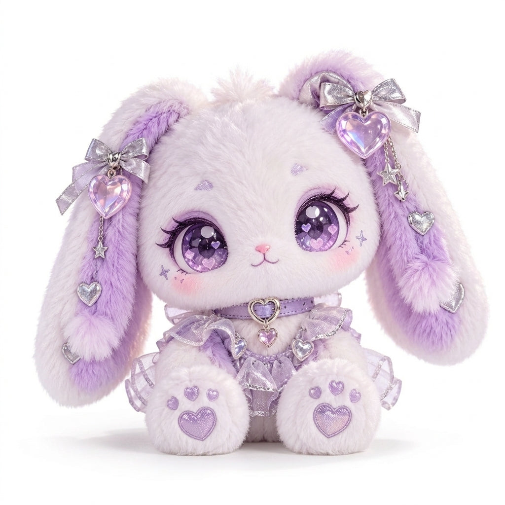 Lavender Crystal Heart Bunny Plush Doll — detail view 4