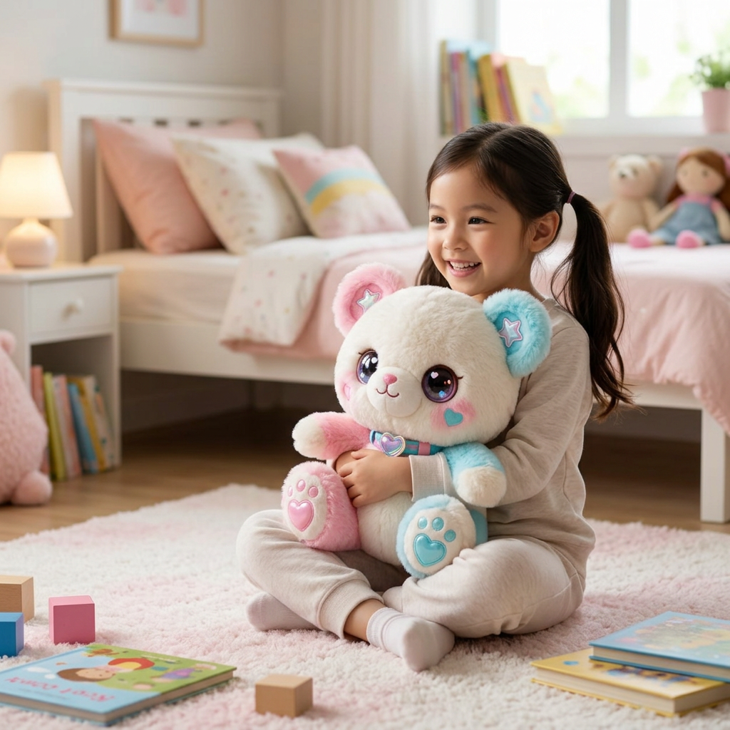 Pastel Heart Pop Teddy Bear Plush Doll — detail view 2