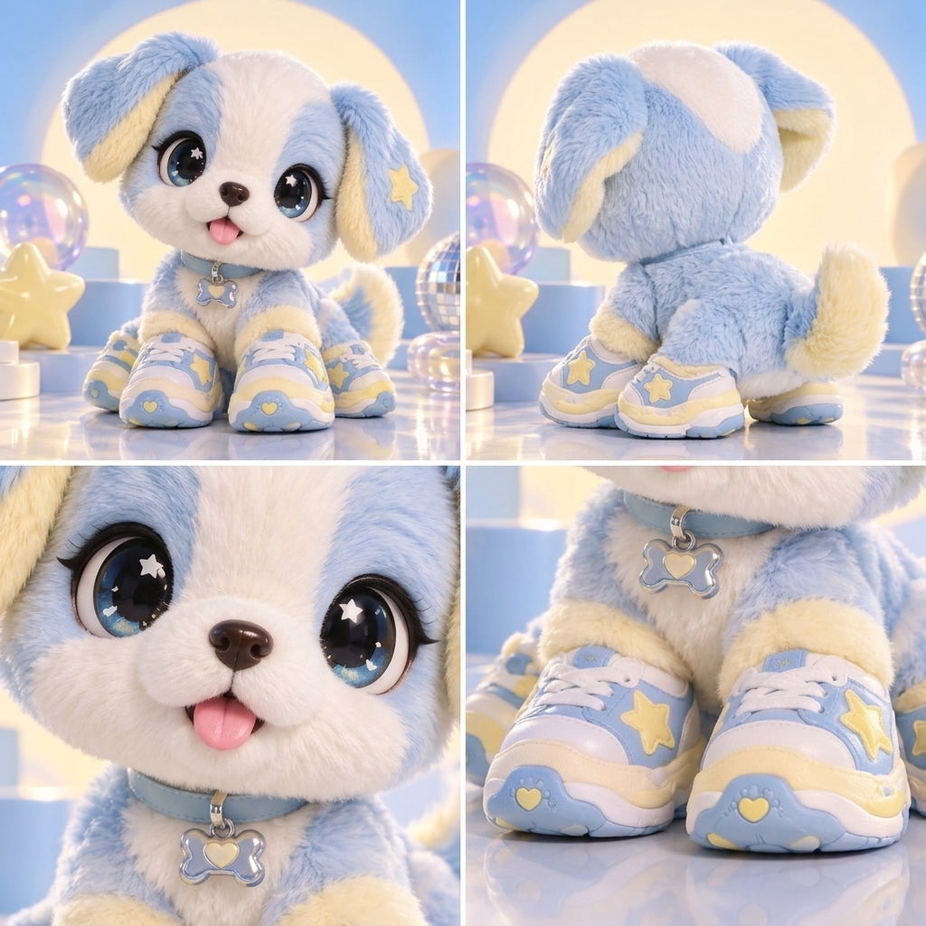Sky Blue Sneaker Puppy Plush Doll — detail view 3