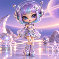 Cosmic Violet Alien Girl Collectible Doll — front view