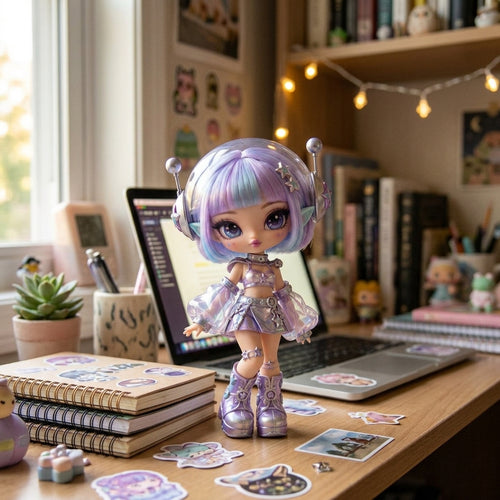 Cosmic Violet Alien Girl Collectible Doll — detail view 2