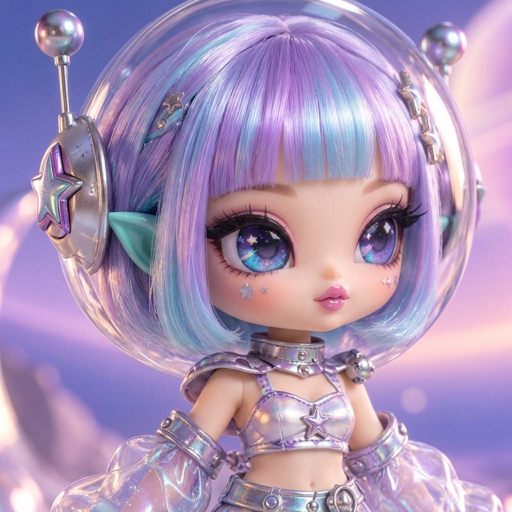 Cosmic Violet Alien Girl Collectible Doll — detail view 3