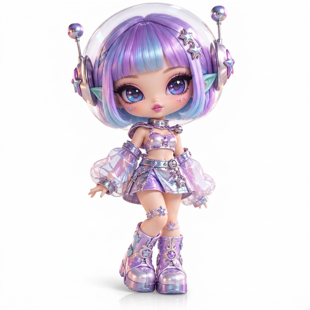 Cosmic Violet Alien Girl Collectible Doll — detail view 4